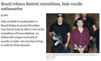 Brazil refuses Battisti extradition, Italy recalls ambassador