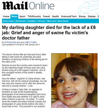 My darling daughter died for the lack of a L6 jab: Grief and anger of swine flu victim's doctor father