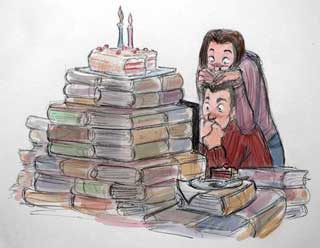 Девора и Георги: В Библиотеката винаги казваме истината за книгите (карикатура Петър Тасев)