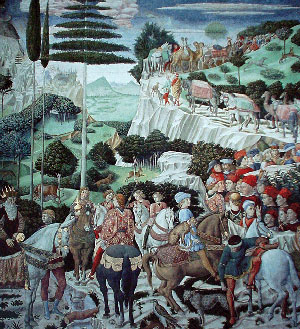 Пристигането на византийската делегация във Флоренция, стенопис на Беноцо  Гоцоли