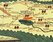 Певтингерова карта, късен препис на римска карта от ІІ-ІІІв. с Елия Капитолина, както римляните преименуват Ерусалим