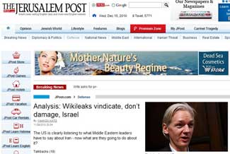 Analysis: Wikileaks vindicate, don't damage, Israel