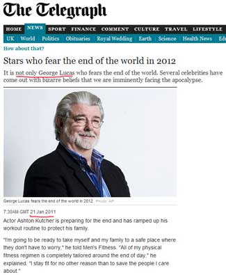 Stars who fear the end of the world in 2012
