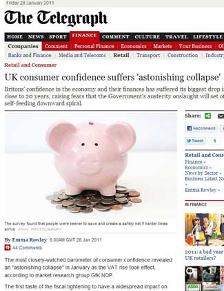 UK consumer confidence suffers 'astonishing collapse'