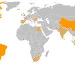 World map GMO production 2005
